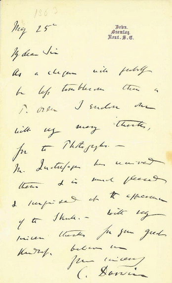 Charles Darwin Autograph letter signed