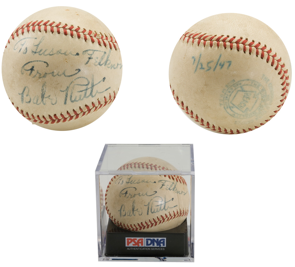 Babe Ruth Single Signed 1946 Baseball Sweet Spot Autograph JSA COA NY  Yankees - Inscriptagraphs Memorabilia - Inscriptagraphs Memorabilia