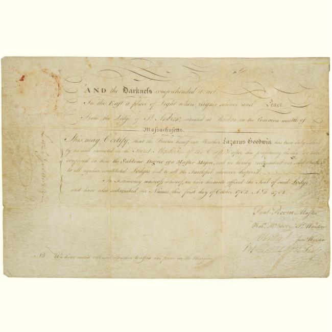 Paul Revere Autograph Paul Revere Masonic Document Signed