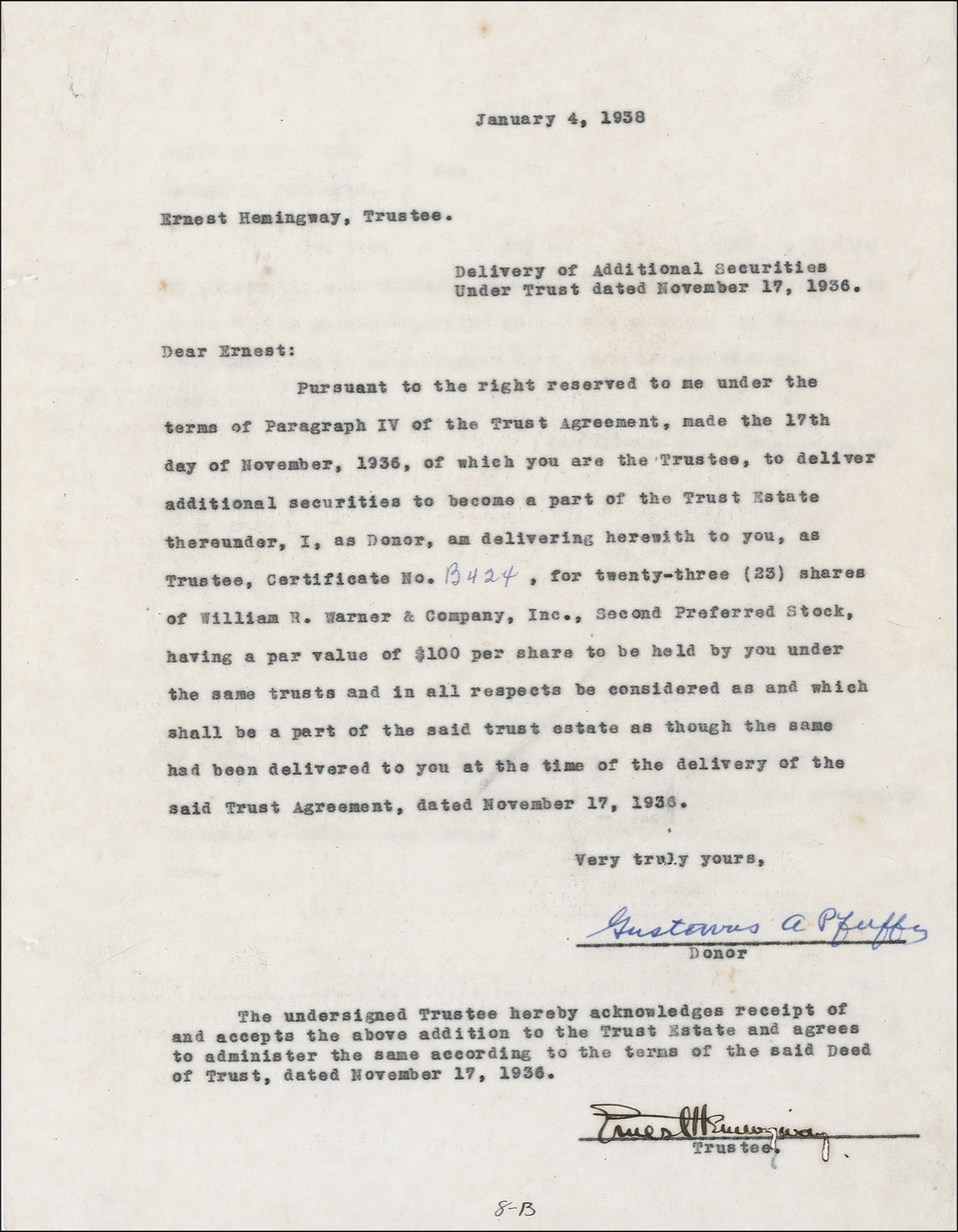 Ernest Hemingway autograph