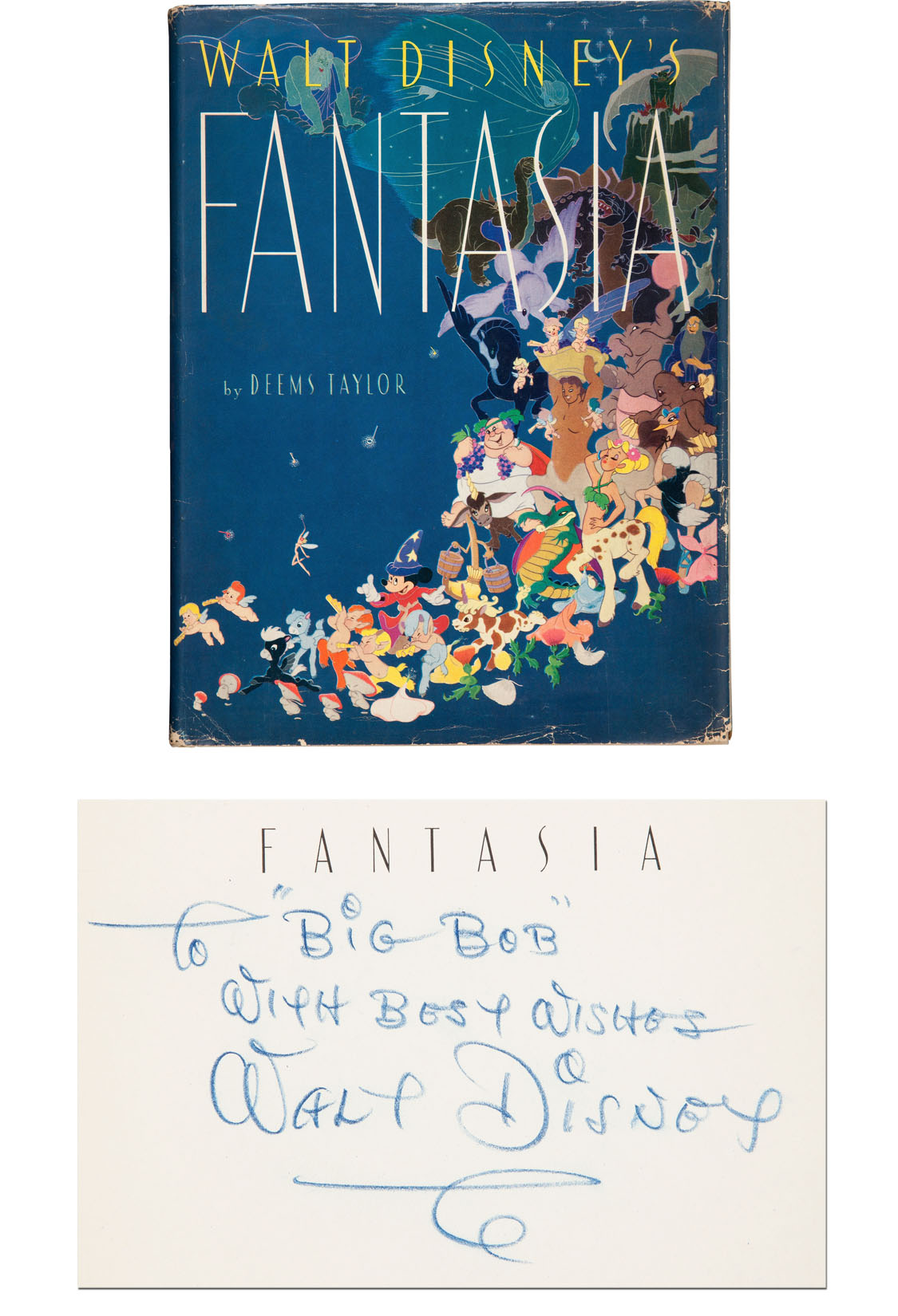 Walt Disney Autograph Fantastic Copy of "Fantasia" Signed by Walt Disney -- Beautiful, Oversized Book Signed by the Preeminent Animator