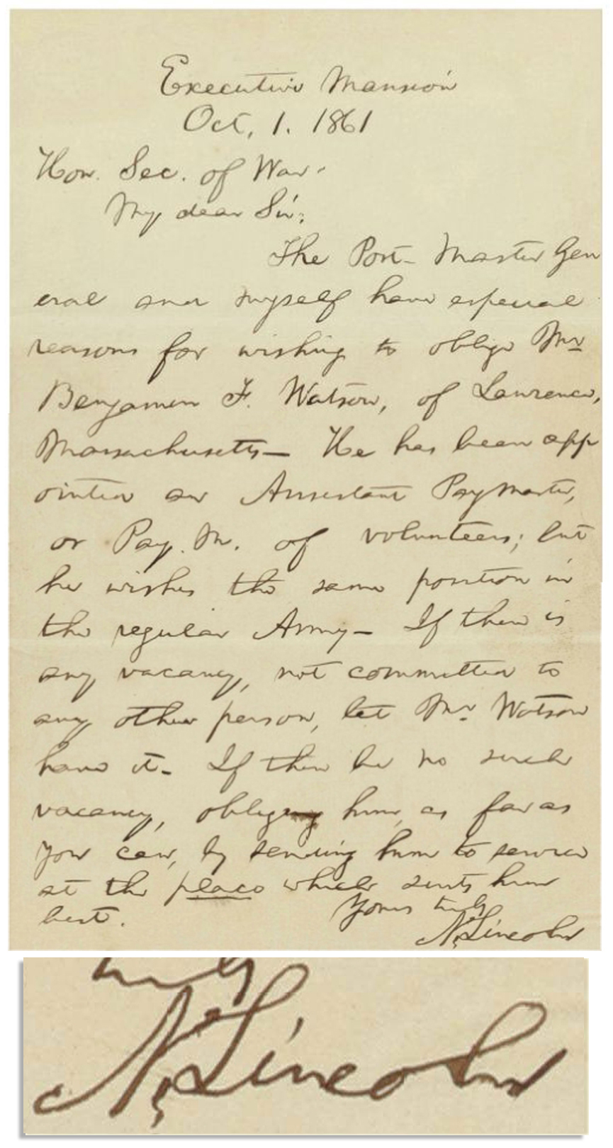 Abraham Lincoln Autograph