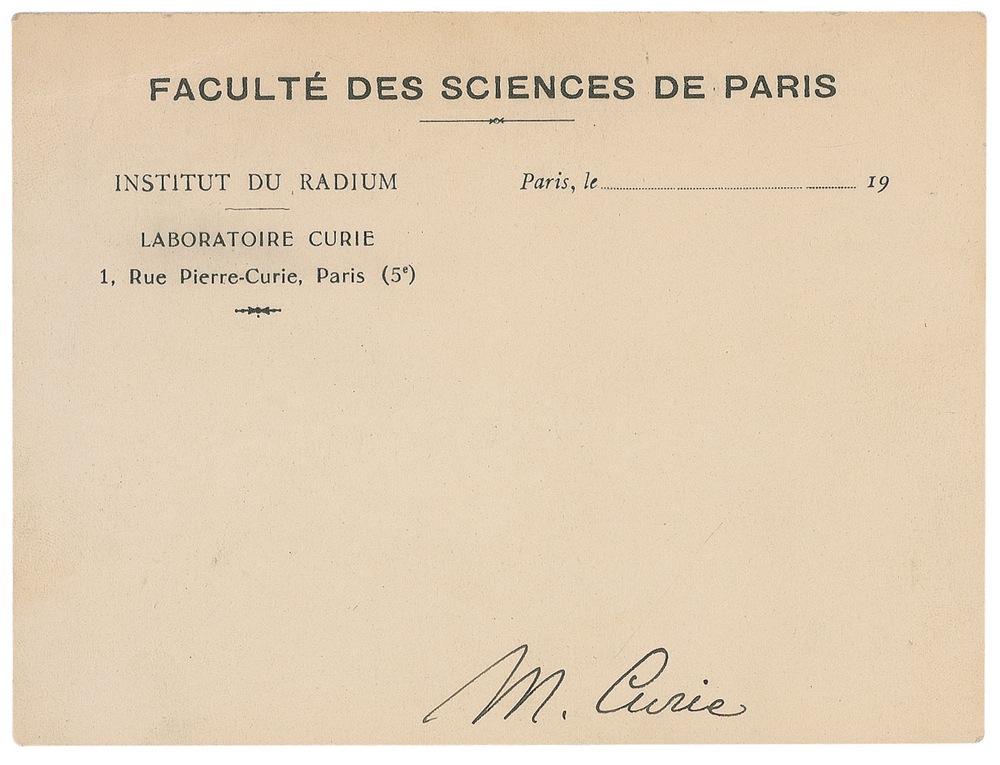 Marie Curie Autograph