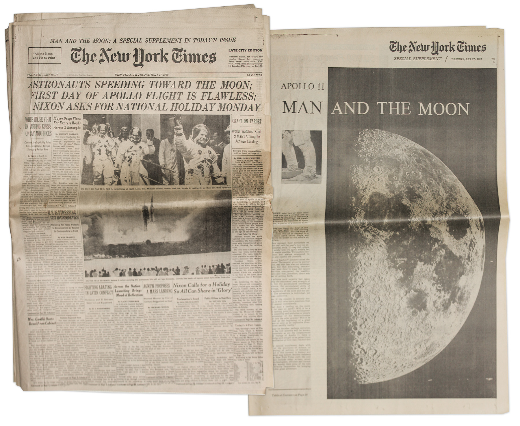 Apollo 11 Moon Landing New York Times Newspaper 1969 Ebay