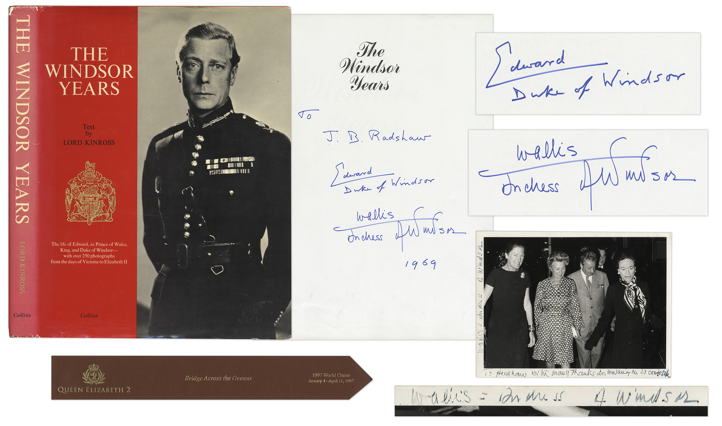 King Edward Memorabilia Duke and Duchess of Windsor Signed Book, "The Windsor Years" -- With Additional Signed Photo by Wallis Simpson