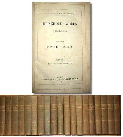 Charles Dickens First Edition Nineteen Volumes of "Household Words"
